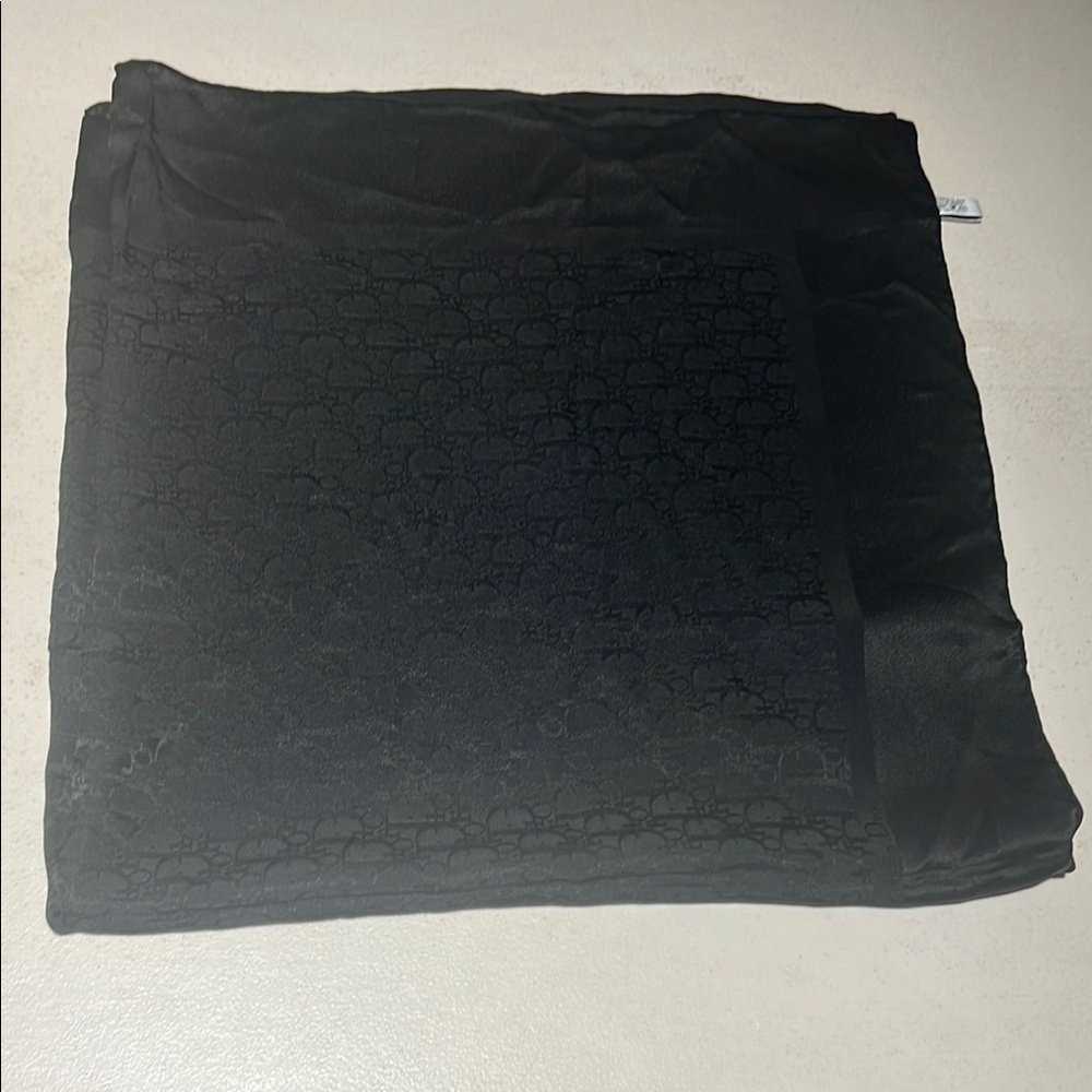 Christian Dior - Monogram Black silk scarf 34x34